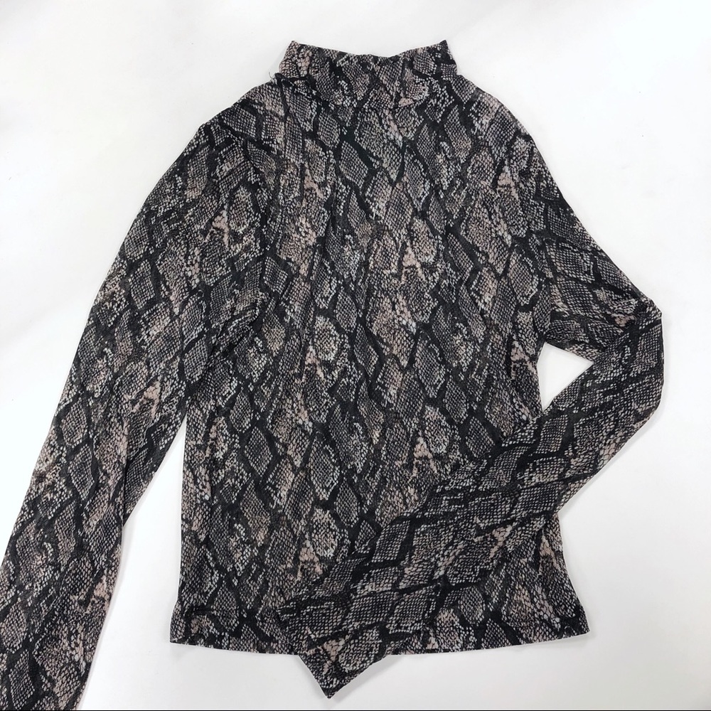 Mesh Snakeskin Print Long Sleeve Top - Picture 2 of 2